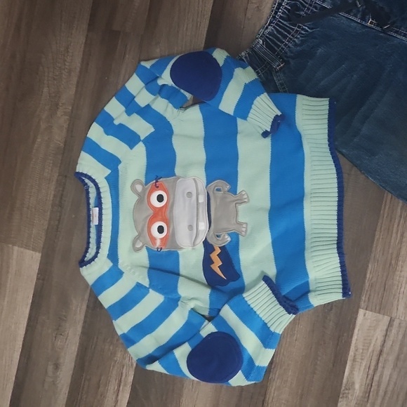 Gymboree 2PC set Vintage Size 3T  Super Hippo Vintage Sweater Paired with Jeans - Picture 2 of 6
